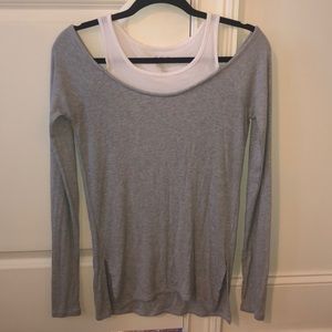 Splits59 Off the Shoulder Grey Top Medium